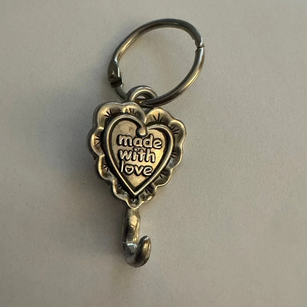 Silver Made With Love Heart Key Hook Clip Charm Keychain